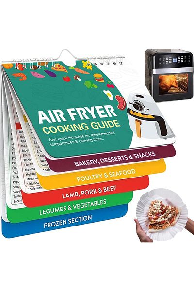 Generic YelaJoy Air Fryer Magnetic Cheat Sheet Set Air Fryer Cheat Sheet Magnets Cooking Guide Booklet Air