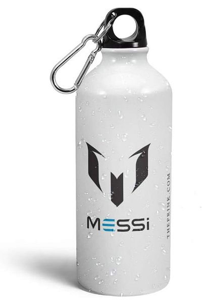 Generic Prink Messi Logo Printed Aluminium Water Bottle 600ml | Messi Sipper Bottle | Water Bottles | Footb