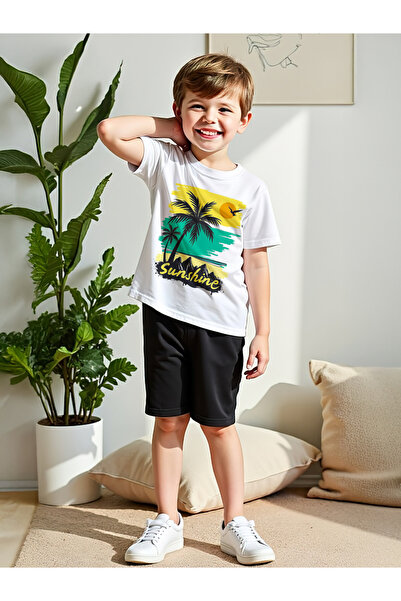 Take Two By Styli 2pcs Boys Graphic Print Short Sleeve T-Shirt And Shorts