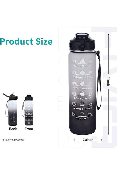 Generic HILY Leak-proof BPA-free Water Bottle with with Time Marker (1L)