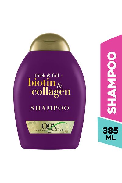 OGX Thick & Full + Biotin & Collagen Shampoo 385ml – Volumizing Hair Care for Thicker, Fuller Hair