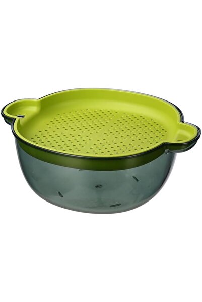 Generic Felli Salad Bowl With Drainer Cover Large Green And Grey