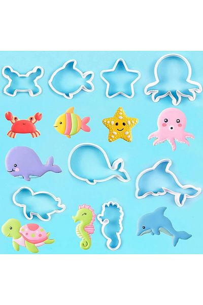 Generic TERRIFI Under Sea Creatures Cookie Cutter Set 8 Piece Silicone Cutters Molds Cutters for Making Dol