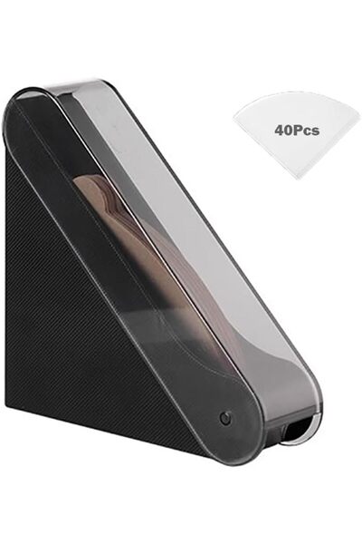 Arabest حامل ورق ترشيح القهوة مع 40 فلتر، علبة مثلثة الشكل بغطاء مقاوم للغبار...