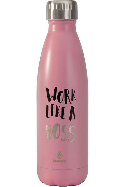Generic Manna Work Like a Boss Printed Insulated Stainless Steel Water Bottle Pink 500ml 20595