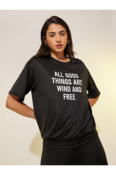 Styli Slogan Print Short Sleeve T-Shirt and Leggings Co-Ords