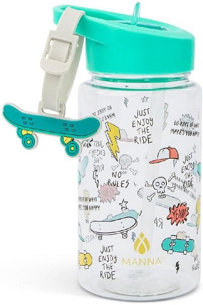 Generic Manna Buddy Skateboard Themed Design Water Bottle with Strap Multicolor 15oz AC55357