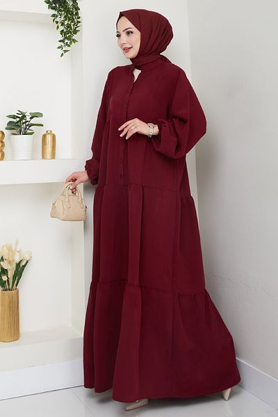 InStyle Rochie Burgundy cu Placket Modal