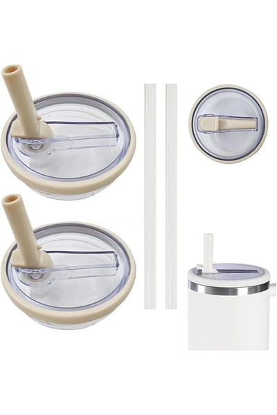 Generic ALMEKAQUZ Straw Cover Single-Drink Straw, Tumbler Flip Straw Lid Replacement Compatible with Stanle