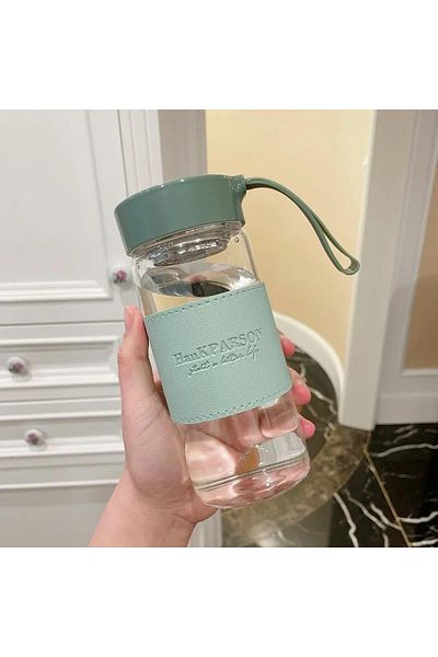 Generic Clear Plastic Water Bottle with Blue Sleeve, 22 oz to 24 oz Capacity (GREEN)