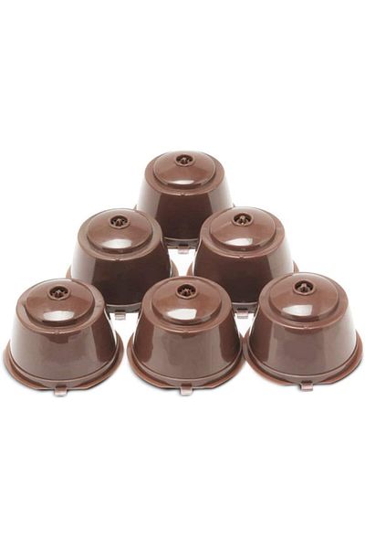 Generic Paporich 6Pcs Reusable Coffee Capsule Cup, Refillable Filter Kit Replacement with Coffee Spoon, Bru