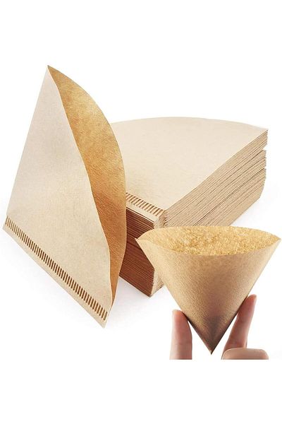 Generic SHOWAY 100Pcs V60 Coffee Paper Filter Unbleached Disposable Portable Cone Coffee Filter (For 2-4 Pe