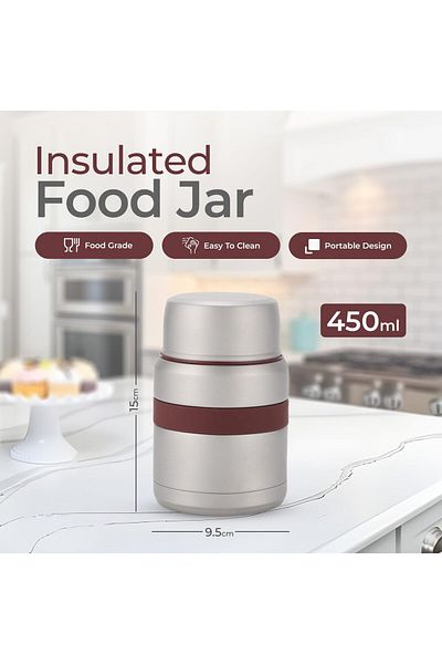 Generic KHOBARCITY Lunch Box Flask Insulated Thermal Hot Food Container THERMOS Thermosteel 450ml Stainless