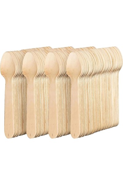 Generic Al FAKHAMA 100 PCS Disposable Wooden Spoons - 4.3 inch/11 cm Small Te...