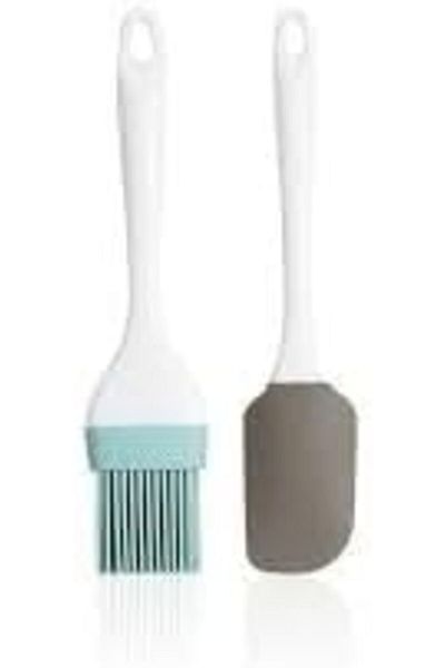 Generic Habbaa Silicone Scraper Oil Brush Cake Spatula— Cream Scraper Sauce Brush Baking Tool Set | Silicon