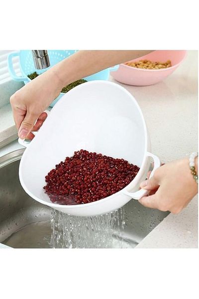 Generic Concept Home Machine Basket Rice Wash Sieve Strainer 22.8X26.5X19.5 cm White