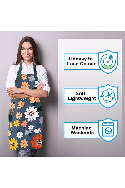 Generic JZS Kitchen Aprons for Women, 2Pack Waterproof Floral Aprons Used Either Machine Wash or Hand Wash,