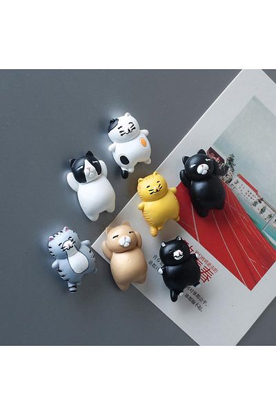 Generic Tazweeq 6 Pcs Cat Fridge Magnets, Fun Cat Refrigerator Magnets for Whiteboard, Office, Photos, Note