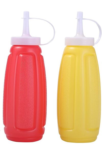 Generic عبوات بلاستيكية قابلة للضغط من لوازم - قطعتان، مقاس 18×5 سم، أحمر وأص...