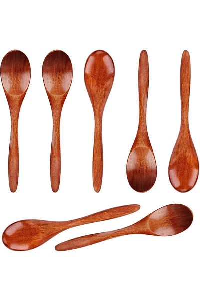 Generic WEZCHUGHAOL 7 PCS Small Wooden Spoons, 5.78 Inch honey spoons for Tea, Smooth Wooden Honey Teaspoon