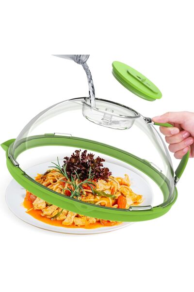 Arabest غطاء واقي من تناثر الطعام في الميكروويف، غطاء شفاف للأطباق مع جهاز تب...