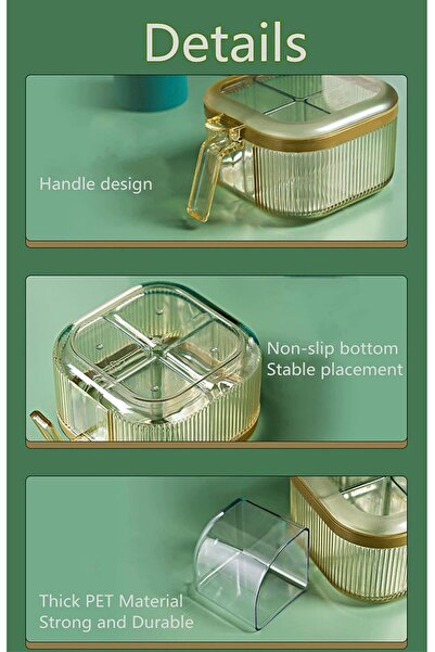 KASTWAVE 4-Compartment Seasoning Box with Lid & Spoons (Yellow)