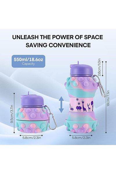 Generic Kids Sports Collapsible Water Bottle, Ball Shaped BPA Free Leak proof Lightweight Silicon Jug 550ml