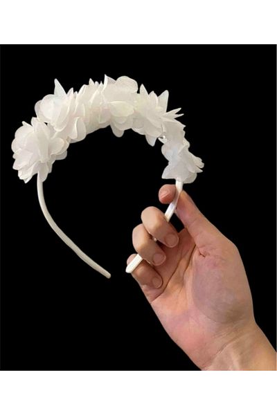 Massaltay White Laser Floral Maternity Crown, Casual White Floral Crown