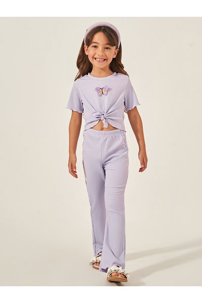 Styli toddler girls tie front top and pants set