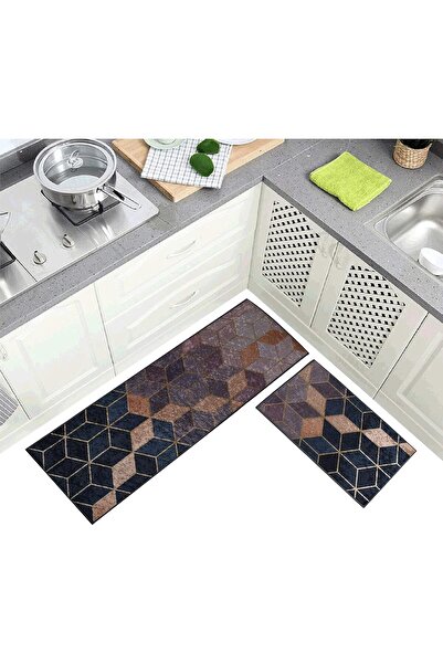 Generic سجادة مطبخ مضادة للانزلاق من هوم كونسيبت، قطعتان، متعددة الألوان، 122...