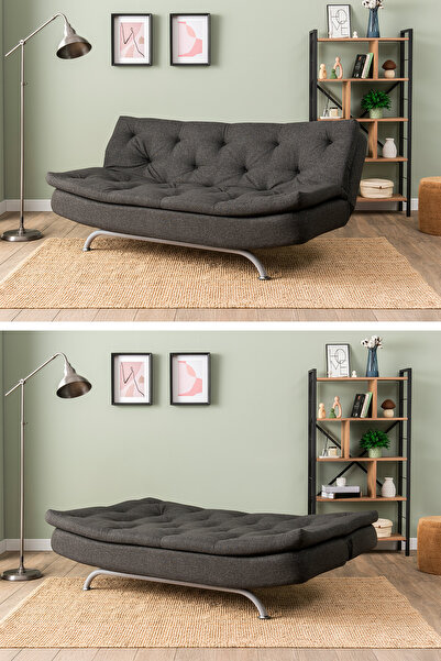 Pafu Rivo Üçlü Yataklı Koltuk Keten Koyu Gri