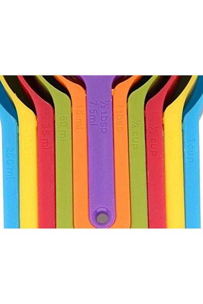 Generic SHOWAY 6 Pcs of Plastic Measuring Cups and Spoons Set. Stackable, Space Saving, Multi color Design