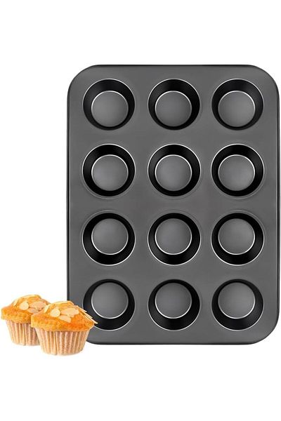 Generic Non-Stick Carbon Steel Muffin Pan - Cupcake Cookie Pan for Baking Muffin with 12 Cup Cupcake Baking