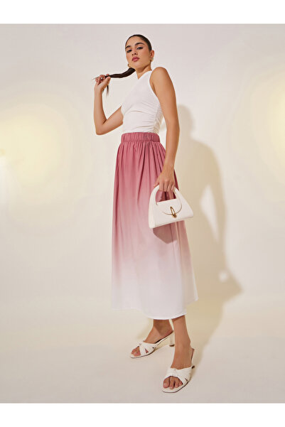 Styli تنورة ميدي بتصميم أومبري على شكل حرف A