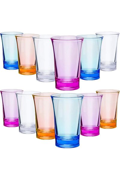 Generic 12 Pieces Shots Acrylic Cups Colorful Shot Glasses 1.2-Ounce Heavy Base Shot Glasses for Spirits an