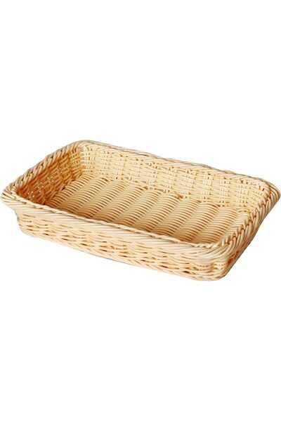 Sunnex Durable Rectangular Polypropylene Bamboo Basket, 30 x 20 x 5 cm, Beige...
