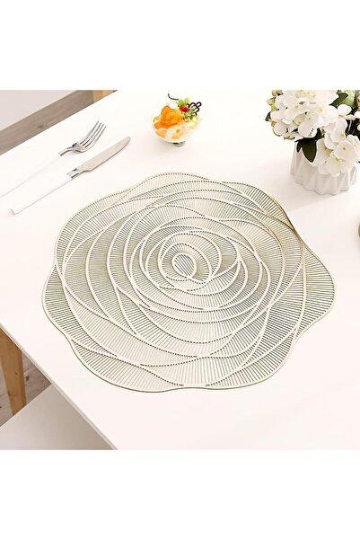 Arabest 1 PCS Round Gold Placemat Set, Non-Slip Table Runner and Placemats, L...