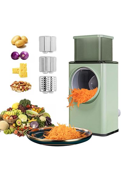 Generic RTEY Multifunctional Vegetable Cutter Chopper Rotary Cheese Grater 3-in-1 Shredder Slicer Grinder S