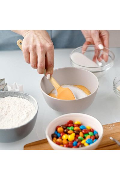 Generic HONPOLO Mini Baking Tools Colorful 5-Piece Set Spatula Silicone Scraper Children's Wooden Handle Si