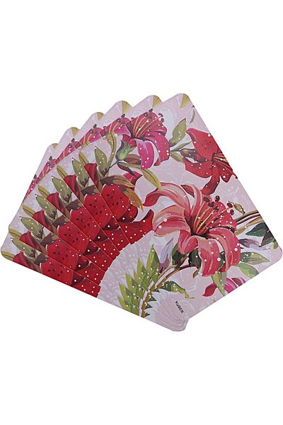Generic Kuber Industries Flower Design PVC 6 Pieces Refrigerator Drawer Mats (Pink),CTKTC13670