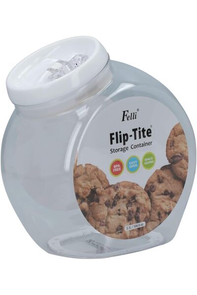 Generic مرطبان كوكيز فيلي فليب تايت شفاف وأبيض سعة 3.1 لتر