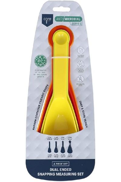 Generic Core Kitchen 4-Piece Anti-Microbial Dual Ended Snapping Measuring Spoon Set Multicolor (Multicolour