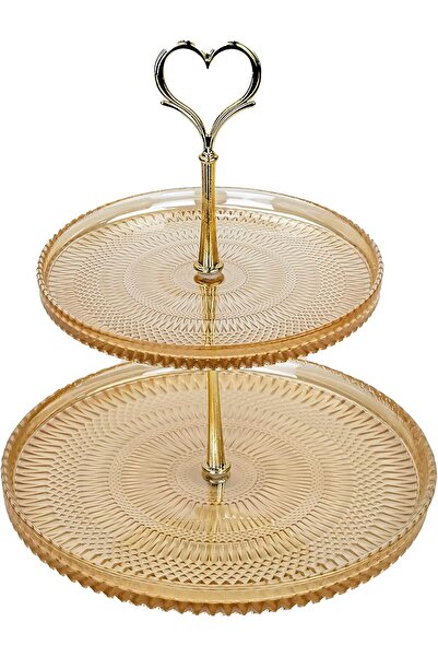 Generic Palermo two-tier serving plate by Elinor, 17 & 22 cm, glass, gold