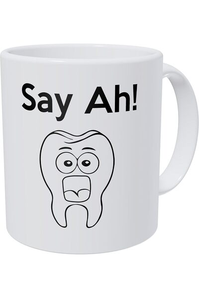 Be Care كوب قهوة مضحك من وامبومتوك لطبيب الأسنان، 330 مل، سيراميك أبيض