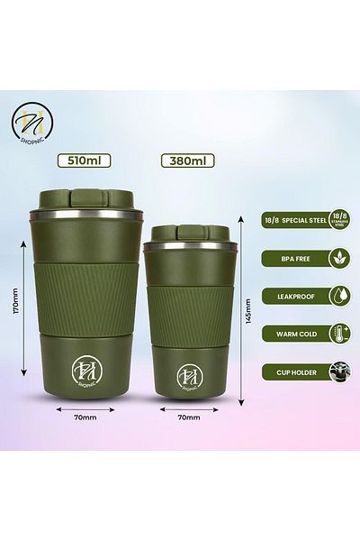 Generic Shopnic Travel Mug Coffee Cup Double Wall Insulated Tumbler with Leak-proof Design and Flip Lid – C