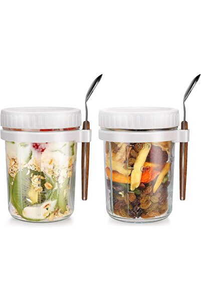 JZS برطمانات تخزين الطعام، أغطية بلاستيكية، عبوة من قطعتين، 350 مل