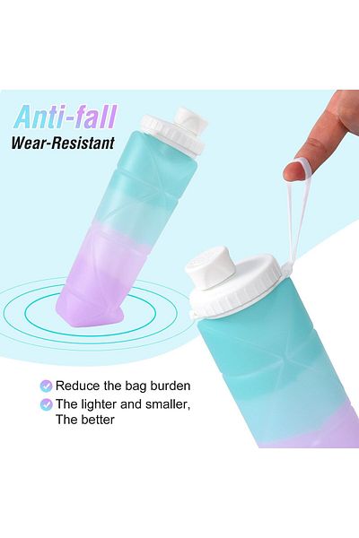 Generic UOEPOWA Collapsible Water Bottles, Reusable LeakProof Silicone Foldable Water Bottle BPA Free, Spor