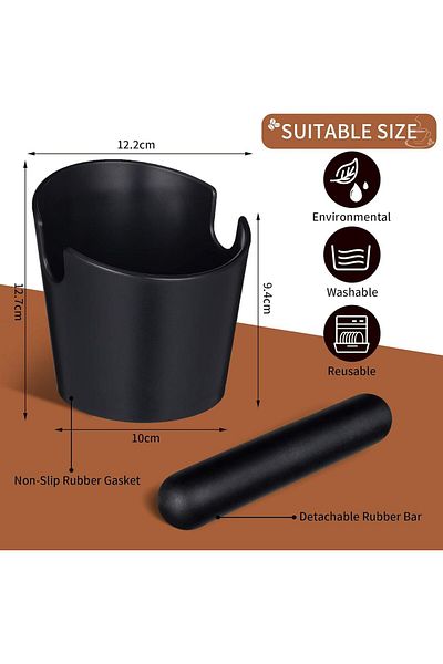 Generic Set of 2 Pieces Espresso Knock Box and Coffee Tamper Mat Reliable Barista Tools with Removable Knoc