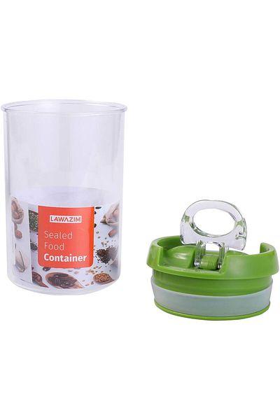 Generic Lawazim Sealed Food Container -7x12.5cm,Round Green- Leak-Proof BPA-Free Plastic Container for Food