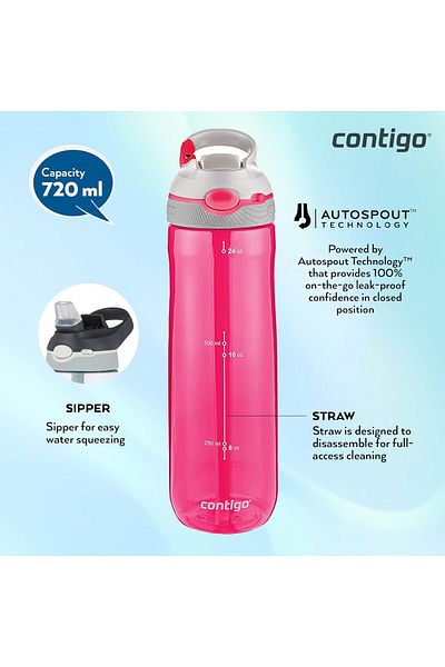 Generic Contigo Ashland Autospout Water Bottle with Flip Straw, Large BPA Free Drinking Bottle, Sports Flas